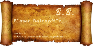 Blaser Baltazár névjegykártya